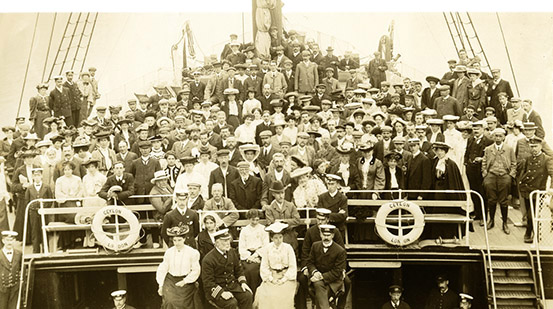 Crew and Passengers on board P&O's CEYLON in 1905